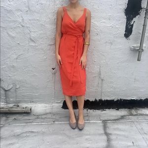 Everlane poppy colored wrap dress NWT